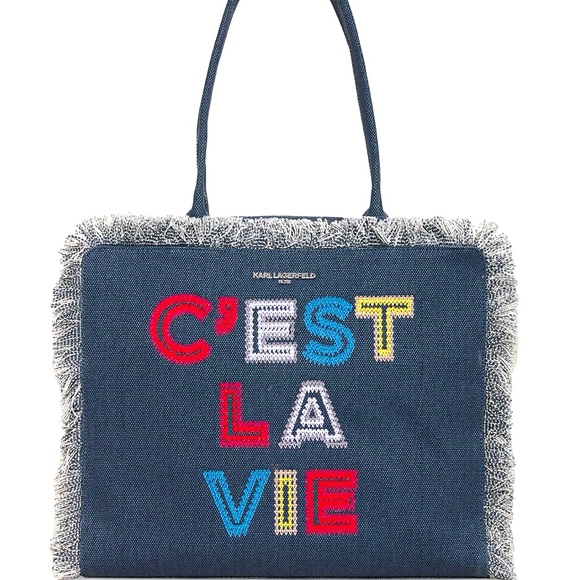 Karl Lagerfeld Paris Margot Market Medium Cotton Tote - Picture 1 of 5